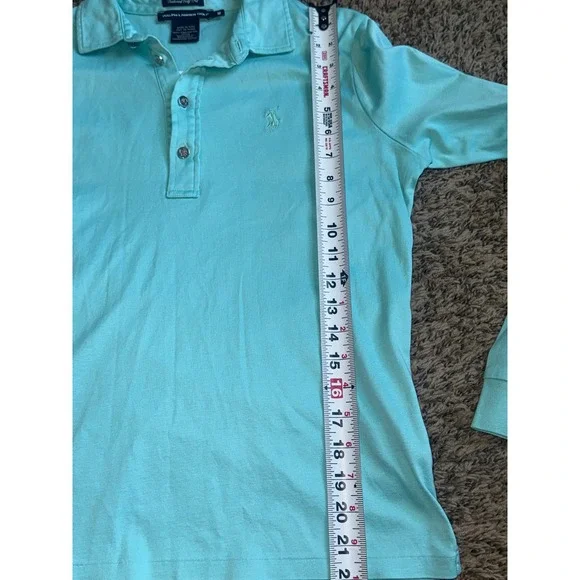 Ralph Lauren Golf Womens Long Sleeve Polo Shirt Aqua Blue Tailored Fit Size M - Picture 8 of 8